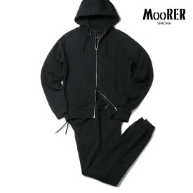 【35%OFF】MOORER / ムーレー｜ループバックコットンスウェットセットアップ(NORCIA TUTA-RAF)｜（NERO）｜ スウェットパーカー スウェットパンツ 裏毛 メンズ イタリア アウトレット