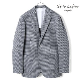 【40%OFF】Stile Latino / スティレラティーノ｜コットンウールストレッチサマーツイード千鳥格子柄3Bジャケット(VINCENZO)｜（ネイビー×ホワイト）｜ 春夏 ヴィンチェンツォ アットリーニ テーラードジャケット ブレザー ビジネス メンズ イタリア アウトレット