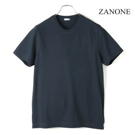 ZANONE / ザノーネ ｜ オーガニックアイスコットン半袖クルーネックソリッドカットソー(812597/ZG380) ｜ （ネイビー） ｜ 春夏 SLOWEAR 半袖Tシャツ 半袖カットソー ICE COTTON オーガニックコットン スムース メンズ イタリア アウトレット