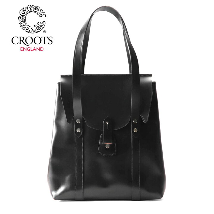 CROOTS クルーツ カウハイドブライドルレザーフラップ付きトートバッグ Bridle leather tall tote ブラック 鞄 カバン フラップトートバッグ ブライドルカーフレザー 牛革 本革 メンズ イギリス イングランド アウトレット WISE MAN S STORE 楽天