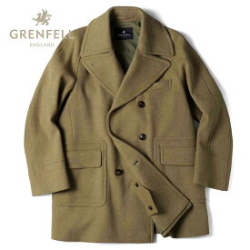 【40%OFF】GRENFELL / グレンフェル｜ウールメルトンビーバーハーフ丈ポロコート(CRAWFORD)｜（キャメルベージュ）｜ 秋冬 アウター ピーコート ダブルブレストコート 英国製 メンズ イギリス アウトレット