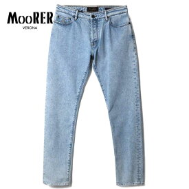【60%OFF】MOORER / ムーレー｜ダメージ加工ウォッシュドコットンストレッチスリムテーパードデニムパンツ(PAVEL-DC113)｜（ウォッシュドライトブルー）｜ ジーパン ジーンズ ブルーデニム ダメージデニム メンズ イタリア アウトレット