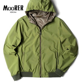 【40%OFF】 MOORER / ムーレー｜防水透湿ポリエステルタフタリバーシブルフーデッドブルゾン(DENNYS-STP)｜（PISTACCHIO）｜ 春夏 ナイロンパーカー ナイロンジャケット メンズ イタリア アウトレット