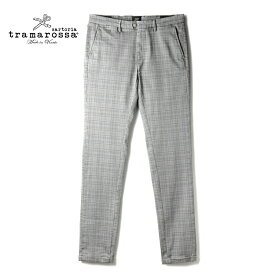 【60%OFF】 tramarossa / トラマロッサ｜チェック柄コットンスーパーストレッチスリムテーパードパンツ(LUIS SLIM)｜（グレー基調）｜ 秋冬 スラックス イージーパンツ ジャージーパンツ グレンチェック ルイス メンズ イタリア アウトレット