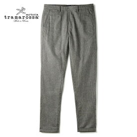 【60%OFF】 tramarossa / トラマロッサ｜千鳥格子柄ウールストレッチフランネルテーパードパンツ(LUIS REGULAR)｜（ブラック×ライトグレー）｜ 秋冬 スラックス ボトムス ヴァージンウール ライトツイード ハウンドトゥース ルイス メンズ イタリア アウトレット