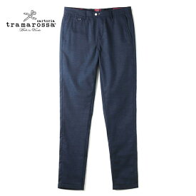 【60%OFF】 tramarossa / トラマロッサ｜千鳥格子柄ウールストレッチライトフランネルテーパードパンツ(LUIS REGULAR)｜（ネイビーブルー基調）｜ 秋冬 スラックス ボトムス ヴァージンウール TITANUS ハウンドトゥース ルイス メンズ イタリア アウトレット