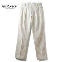 【40%OFF】BERWICH / ベルウィッチ｜ストライプ柄コットンストレッチ2プリーツセミワイドパンツ(LUCANO 2P/SB1400X)｜（ホワイト×ブラック）｜ 春夏 ボトムス スラックス ワイドパンツ ストレートパンツ ペンシルストライプ ルカーノ メンズ イタリア アウトレット
