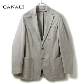 【50%OFF】CANALI / カナーリ｜コットン千鳥格子柄ジャージー2Bジャケット(JJ02698/J0146A)｜（オフホワイト×グレイッシュブラウン）｜ 春夏 ジャージージャケット アンコンジャケット テーラードジャケット メンズ イタリア アウトレット