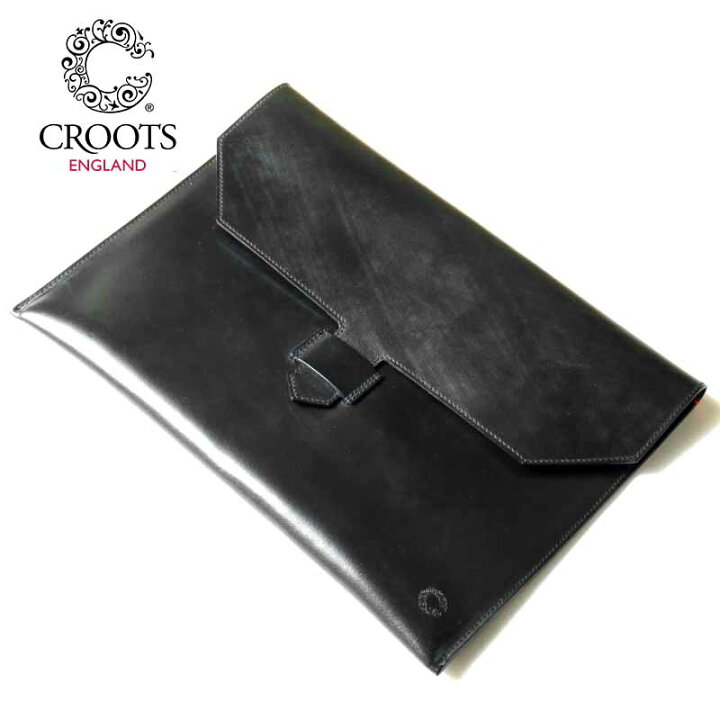 CROOTS クルーツ カウハイドブライドルレザードキュメントケース BRIDLE DOCUMENT ブラック 鞄 クラッチバッグ セカンドバッグ ドキュメントホルダー 牛革 本革 メンズ イギリス イングランド アウトレット WISE MAN S STORE 店