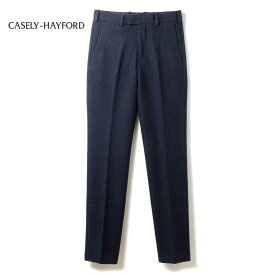 Casely-Hayford / ケイスリーヘイフォード｜ウールポリエステルアクリルナイロンメランジジャカードノープリーツテーパードパンツ(31571001)｜（ブラック×ブルー）｜ 秋冬 スラックス ボトムス ウール BASALTO 日本製 メンズ アウトレット