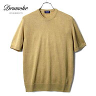 Drumohr / ドルモア｜リネンコットンハイゲージ半袖クルーネックニット(D1LC100T)｜（キャメルベージュ）…