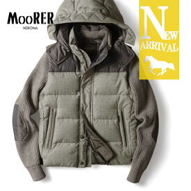 【40%OFF】MOORER / ムーレー｜ウールフランネル×ニット×ポリエステルツイル異素材コンビ2WAYフーデッドダウンジャケット(BENSO-FF)｜（AVANA）｜ 秋冬 アウター ダウンブルゾン ダウンベスト グースダウン ヴァージンウール カシミヤ メンズ イタリア アウトレット