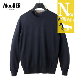 【50%OFF】 MOORER / ムーレー｜ウールハイゲージクルーネックニット(FRANKIE-MLL)｜（NAVY/GRIGIO）｜ 秋冬 セーター 長袖ニット ハイゲージニット ヴァージンウール メンズ イタリア アウトレット