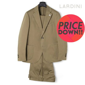 LARDINI / ラルディーニ｜コットンストレッチサテン3Bスーツ(SPECIAL L)｜（カーキ）｜ 春夏 コットンスーツ サマースーツ ビジネス メンズ イタリア アウトレット