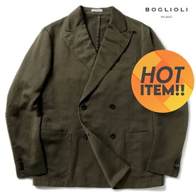 BOGLIOLI / ボリオリ製品染めコットンヘンプカシミヤツイル4Bダブルジャケット(COAT)（ブラウン）/ 春夏 コート ブレザー ダブルブレストジャケット メンズ イタリア アウトレット