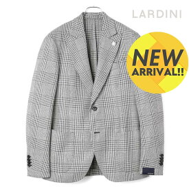 LARDINI / ラルディーニ｜ウールシルクサマーツイードグレンチェック柄ピークドラペル2Bジャケット(SPECIAL L)｜（ブラック×オフホワイト）｜ 春夏 テーラードジャケット ブレザー チェックジャケット ビジネス メンズ イタリア アウトレット