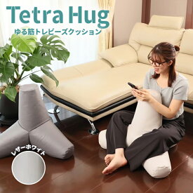 テトラ ハグ ゆる筋トレ ビーズクッション レザーホワイトながらトレーニング 姿勢改善 グッズ ながらクッション 座る 筋トレ 姿勢改善クッション 座ったまま トレーニング 軽量 姿勢 クッション トレーニング用品 座りながら運動 猫背 スマホ首 反り腰 ながらダイエット