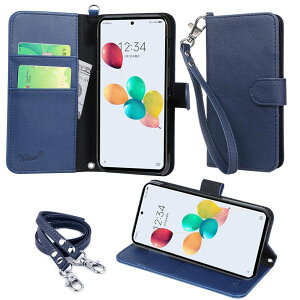 wisers あんしんファミリースマホ ケース ZTE A303ZT 手帳型 スマホケース 対応 ( カードホルダー / スタンド機能付き ) ストラップ 2種付き ( ハンドストラップ / ネックストラップ ) 2024年 新型 全5