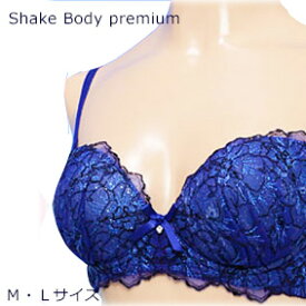 送料無料【Shake Body premium】 キラキラ ブラック花ステッチ刺繍 ノンワイヤーブラセット M・Lサイズあり メール便