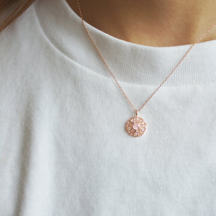 楽天市場】桜 ネックレス ペンダント ローズクォーツ K10 10金 ピンク 