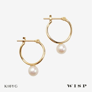 パール アコヤパール 真珠 ピアス フープピアス K10 イエローゴールド WISP ウィスプ ジュエリー ギフト プレゼント シンプル 上品