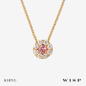 ネックレス K18 18金 10月 誕生石 つけっぱなし 誕生日 記念日 ご褒美 女性 ピンクトルマリン ダイヤモンド ゴールド WISP ウィスプ ジュエリー イエローゴールド ペンダント バースデー バース