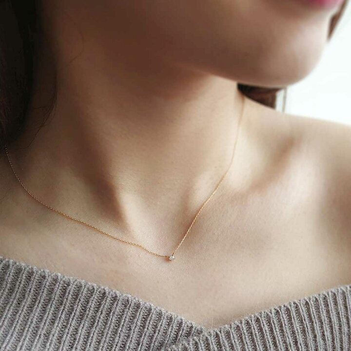 楽天市場】ダイヤモンド ネックレス 一粒 18金 K18 イエローゴールド  