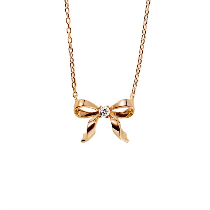 楽天市場】ダイヤモンド ネックレス K18 18金 ゴールド リボン ピンク  