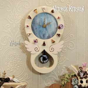 ステンドグラス 時計 ミニチュアスイーツ 時計 壁掛け 可愛い ハンドメイド ステンドグラス フェイクスイーツ 壁掛け時計 木製 振り子時計 かわいい パイン材 天使 ミニチュア ケーキ Witche's