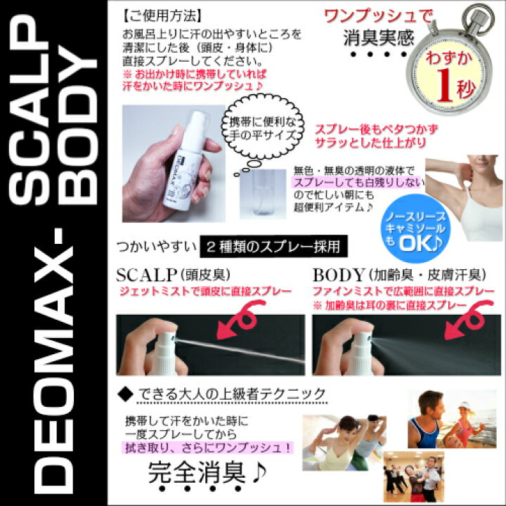 楽天市場 楽天７年連続１位 ワキガ 頭皮 足臭 加齢臭 手汗 顔汗 72時間殺菌 最強 レベルのデオドラント 薬用 デオマックス デオダブルマックス ボディーソープ新発売 制汗剤 脇汗 わき汗 無香料 ミョウバンスプレー 体臭 医薬部外品 わきが メール便発送可