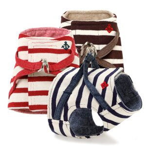 ボディハーネス マリンボーダー1号 2号 3号 4号(超小型犬用 小型犬用)【犬用胴輪 シンプル おしゃれ 迷子札 人気 ペット用品 犬用品 犬具 散歩 綿 マリン ボーダー かわいい】