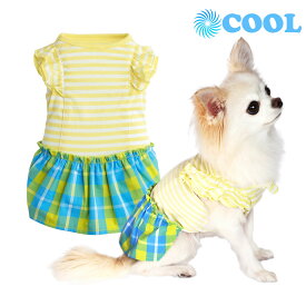 【送料無料！65％OFFアウトレット/犬服 犬 服 春夏 夏服 クール 冷感 ワンピース 女の子 チェック かわいい フリル】レモンチェックワンピースクール1号～4号犬と生活 L.W.D. l.w.d.