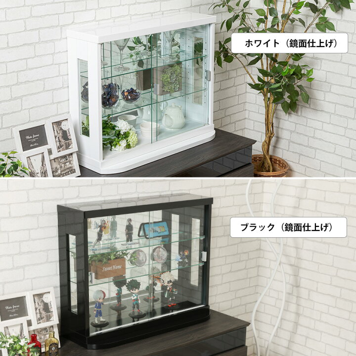 楽天市場 500円クーポン配布中 11 27日1 59迄 コレクションケース 卓上 Led フィギュア アンティーク ガラスケース ショーケース コレクションボード ロータイプ フィギュア ケース 背面ミラー 幅70cm 完成品 引き戸 インテリアショップ ウィズプラン