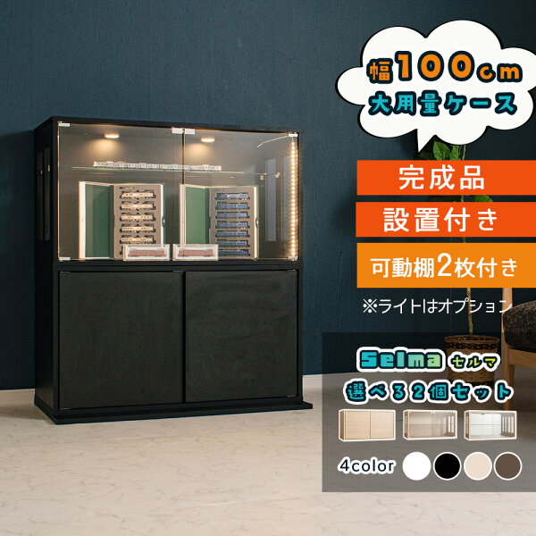 コレクションケース [2個セット] 幅100cm フィギュアケース 横長 オタ活 高品質 コレクション ボックス 積み重ね 扉付き 透明 ガラス コレクションボックス 収納 段差式 セルマ 100L
