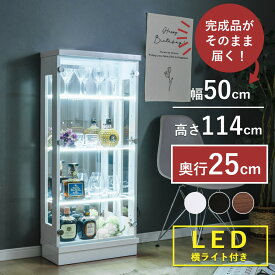 ★クーポン配布中★24日20:00～29日23:59まで コレクションケース led 横ライト 幅50cm ミドルタイプ 完成品 コレクションボード ガラスショーケース ショーケース 飾り棚 キュリオケース【スペクトル横ライト50M】