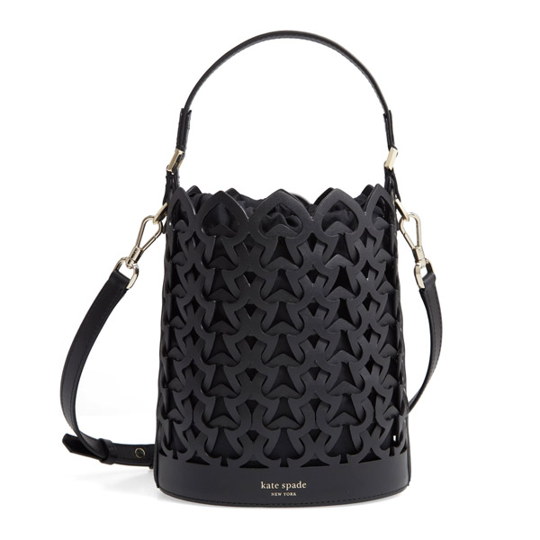 ケイトスペード ショルダーバッグ Kate Spade Dorie Small Leather Bucket Bag (Black) スモール レザー バケットバッグ (ブラック) 新作 正規品 アメリカ買付 レディース バッグ クロスボディ ハンドバッグ ショルダーバッグ・メッセンジャーバッグ