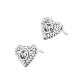 マイケルコース ピアス Michael Michael Kors Pave Logo Heart Stud Earrings (Silver) ぺヴェ ロゴ ハート スタッド ピアス (シルバー)