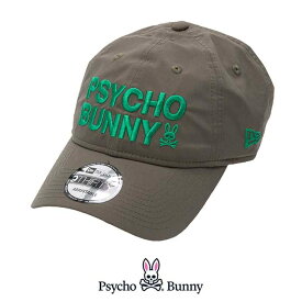 サイコバニー Psycho Bunny PBMG351F PB NEW ERA コラボ CAP カーキ(65) ゴルフ 帽子 キャップ ニューエラ