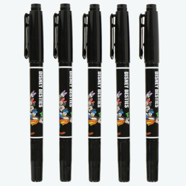 楽天市場 東京ディズニーリゾート ディズニー ミッキー ミニー ドナルド デイジー グーフィー マッキー 油性 サインペン 5本セット ベステーズ インク 黒 日本製 無料ギフトラッピング Tdr ディズニーランド ディズニーシー 文具 おみやげ お土産 マジック マジックペン