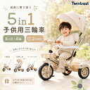 Twinbasto 三輪車 5in1 サンシェード 座面回転 軽量 UVカット 背もたれ付き 手押し棒付き 手押し三輪車 1歳 2歳 手押…