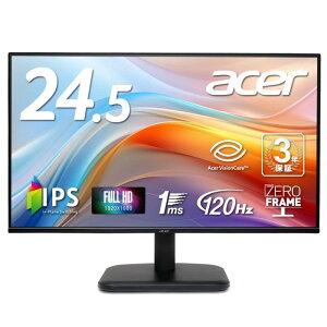 Acer j^[ 24.5C` tHD  IPS 120Hz 1ms(VRB) sRGB 99% AdaptiveSync HDMI 1.4 ~jD-Sub 15s Xs[J[EwbhtH[q񓋍 VESA}EgΉ [t[fU