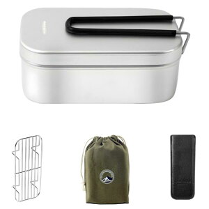 MiliCamp フローメスティン アウトドア炊飯 飯盒 湯切り穴搭載 MR-250Pro+ ソロキャンプ 野外用食器(4点セット)