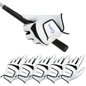 W[vX StO[u 5Zbg, G-plus Golf Glove Set of 5 (S(22), () - White(Black-line))