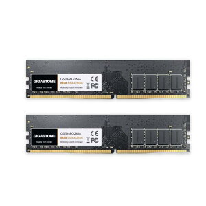 【メモリ DDR4】GIGASTONE 8GBx2枚 (16GB Kit) DDR4 2666MHz (2400MHz or 2133MHz) PC4-21300 (PC4-19200/17000) CL19 1.2V UDIMM 288 ピン アンバッ