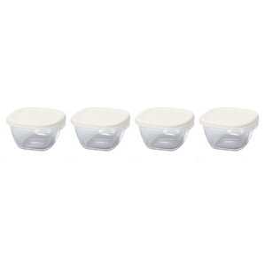 HARIO (ハリオ) 耐熱 ガラス製 保存容器 ホワイト 110ml 日本製 オーブン 電子レンジ 食洗器対応 食器 保存に便利 MKK-2012-OW 4個入
