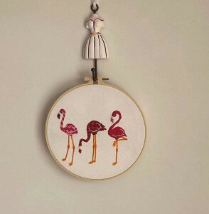 Pre-Printed Cotton Embroidery Kits,Easy for Starter Embroidery Kits,イLbg S҃Zbg }hJLbg Flamingo Embroidery Kits for Start