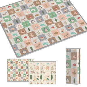 プレイマット 赤ちゃん 厚手 ベビーマット 折り畳み式 大判 ベビープレイマット 滑り止め お昼寝マット 防水 防音マット 収納袋付き 収納しやすい 持ち運び便利 ピクニック 幼稚園 保育園 (