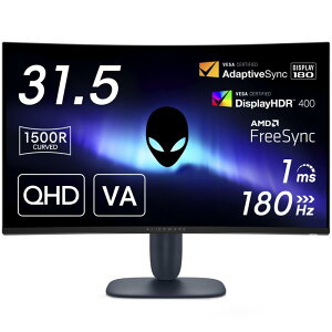 Dell AW3225DM-A 31.5�C���` �Ȗ� Alienware �Q�[�~���O���j�^�[(���P�_5�N/QHD/VA�����,1500R�Ȗ�/DP1.4x1,HDMI2.1x2/DCI-P3 95%/��������,�X��/1ms,180Hz(DP),144Hz