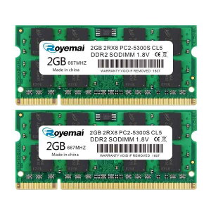 4GB 2X2GB m[gPCp 1.8V PC2-5300 DDR2 667 5300S 667MHZ 2GB×2 200Pin CL6 Non-ECC SODIMM RAM