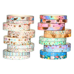 YUBBAEX マスキングテープ 金箔押し 5mm幅 x 24巻 薄いです プレゼント包装、DIY工芸品、ノートの装飾に使える (スポットブロンズ 5mm x 24巻)